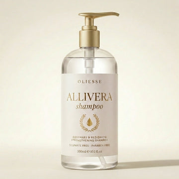 Oliesse Allivera sulfate-free rosemary and red onion shampoo bottle